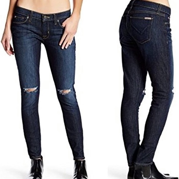 Hudson Jeans Denim - HUDSON Krista Super Skinny Jean Distressed Dark Wash 28